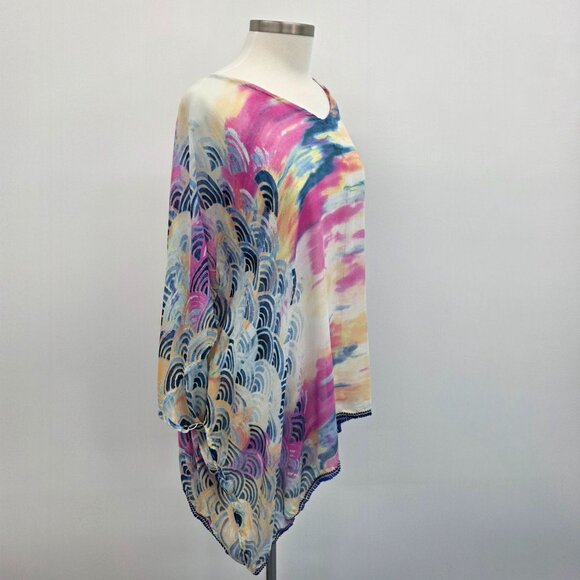 Mona B Womens Watercolor Swimsuit Coverup One Size Sheer Beach Vacation NWT - Picture 2 of 13